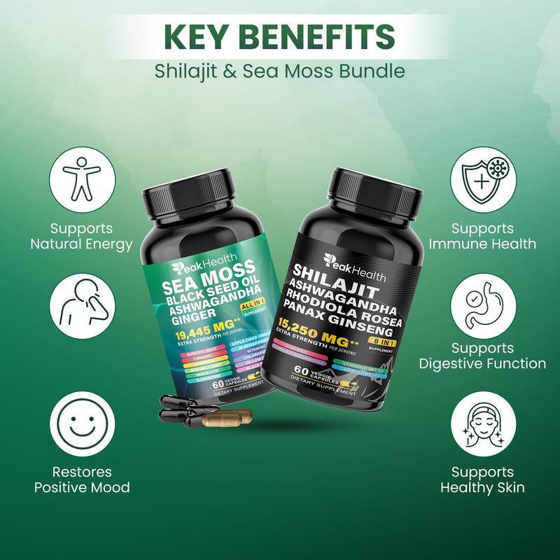 Sea Moss & Shilajit Dynamic Vitality Bundle - 60 Count